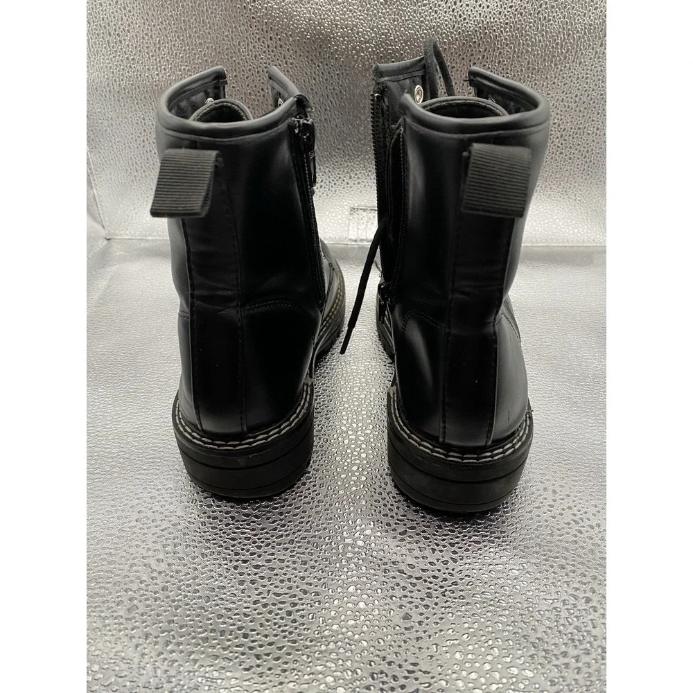 MIA Girls Black Lace-Up Zip Combat Comfort Ankle Boots Size 2‎